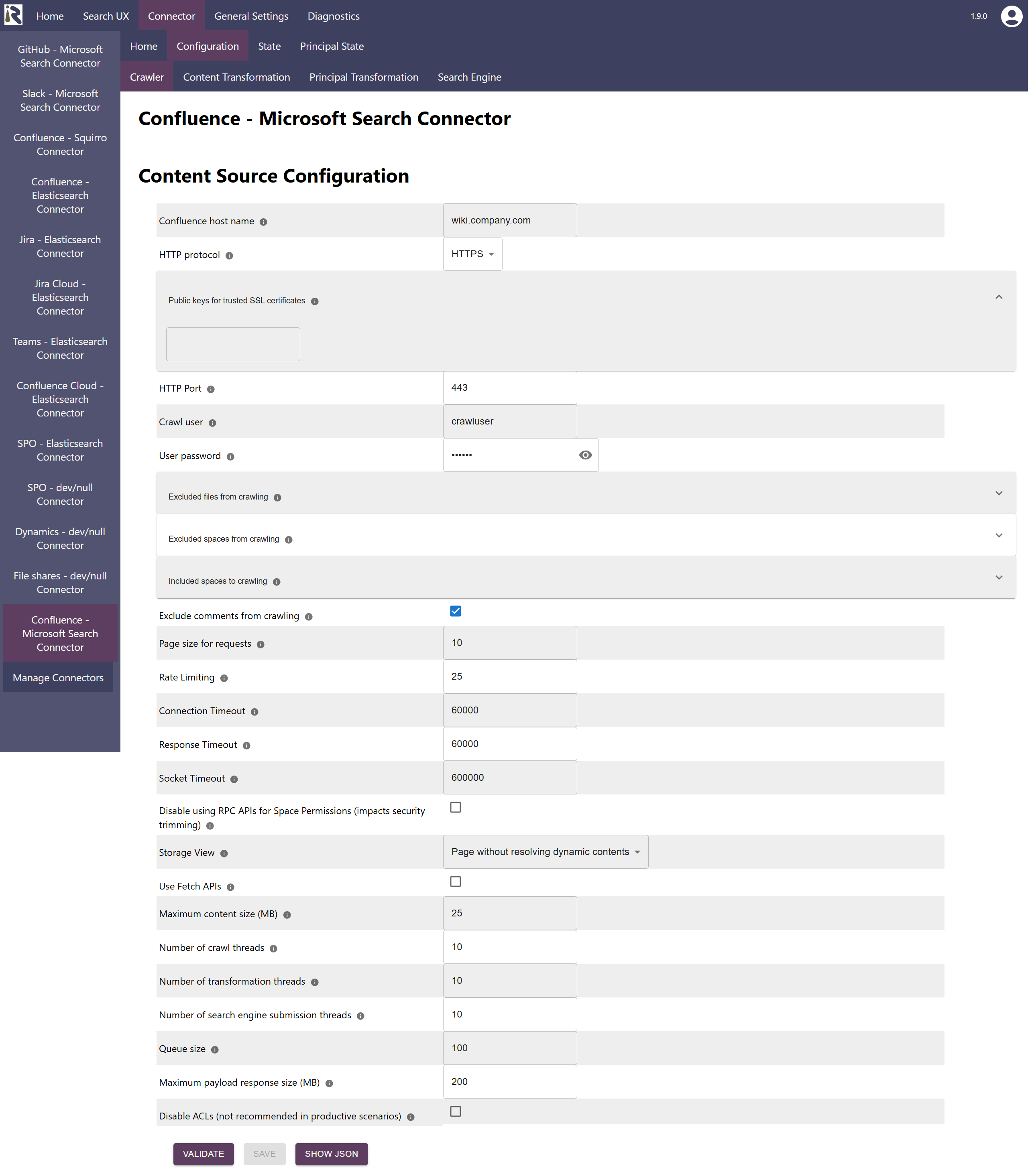 Confluence Configuration Dialog