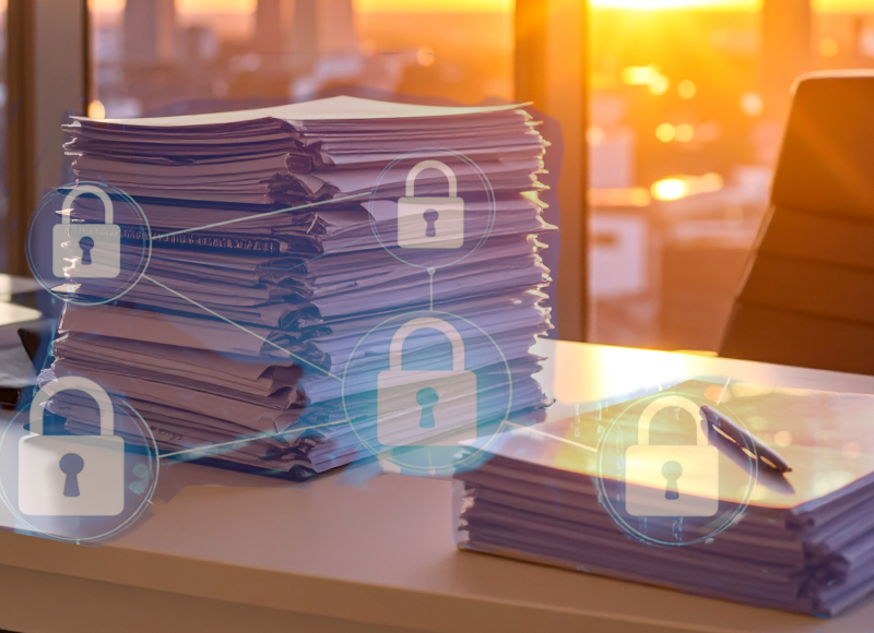 Illustration of files protected by locks